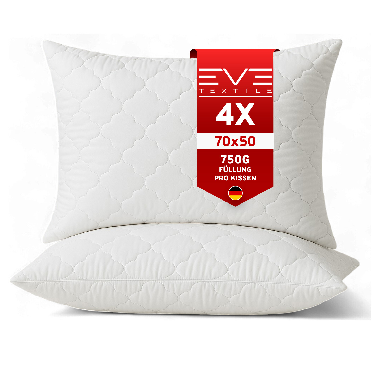 Eve Textile® Diamond-Plus Kopfkissen 4er Set 70x50 cm