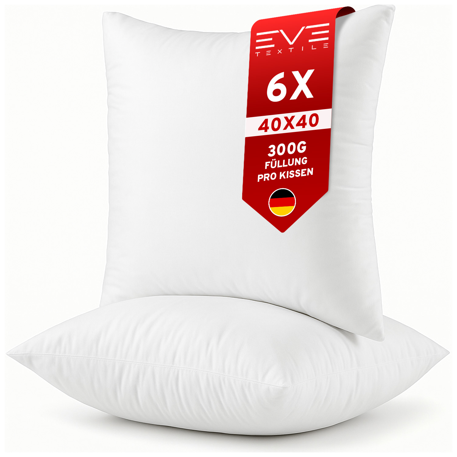 Eve Textile® Füll- und Innenkissen 6er Set 40x40 cm