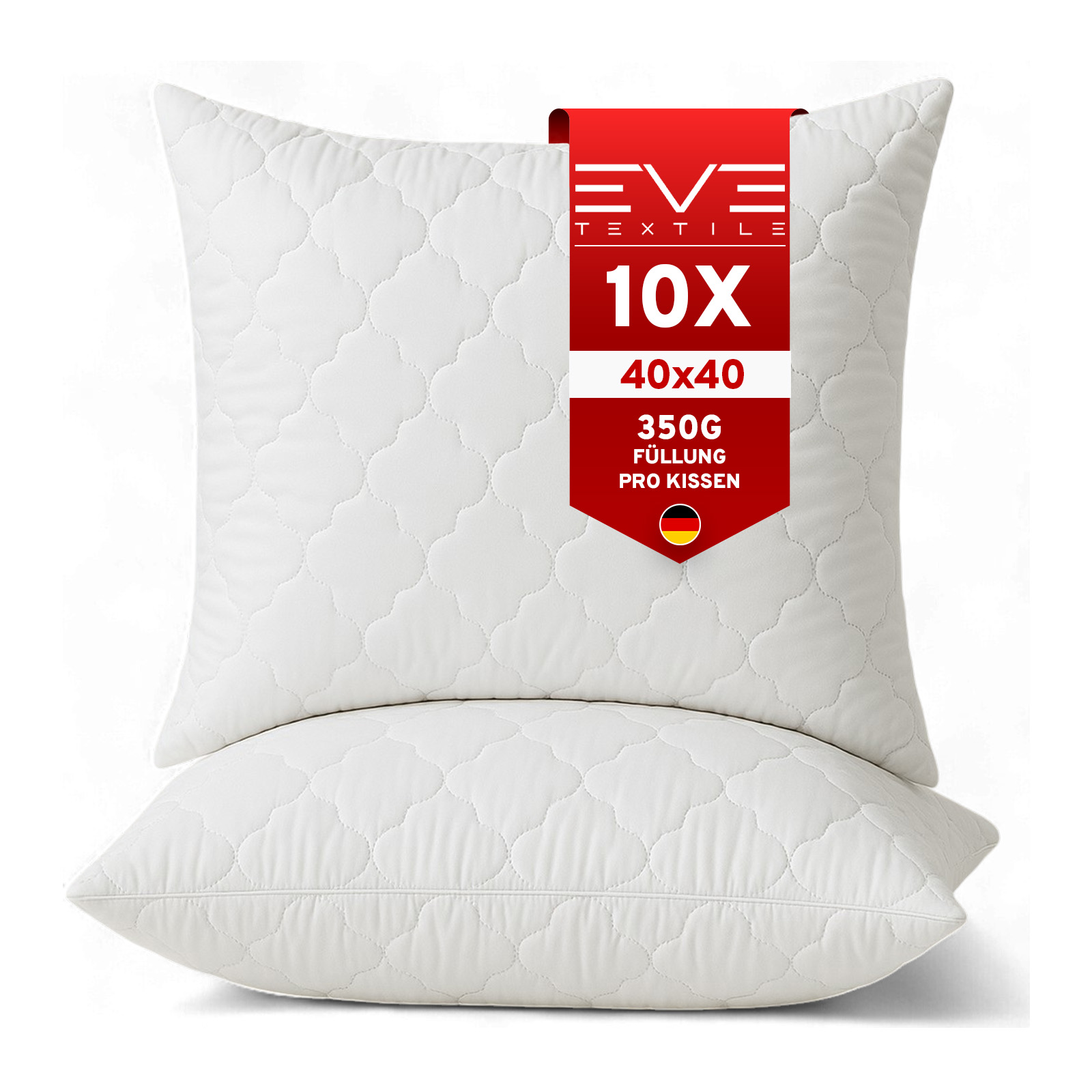 Eve Textile® Diamond-Plus Kopfkissen 10er Set 40x40 cm 